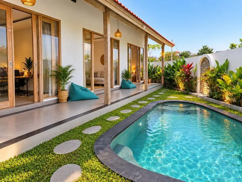 2 bedroom villa with private pool, close to the beach