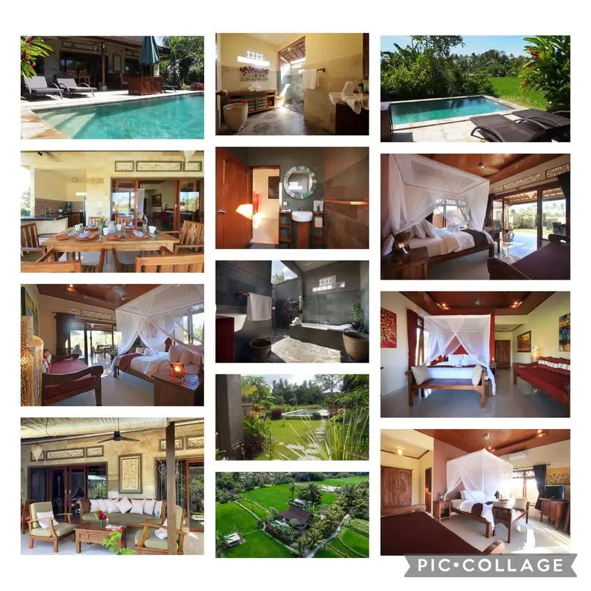 2 bedroom villa with private pool, surrounded by rice fields