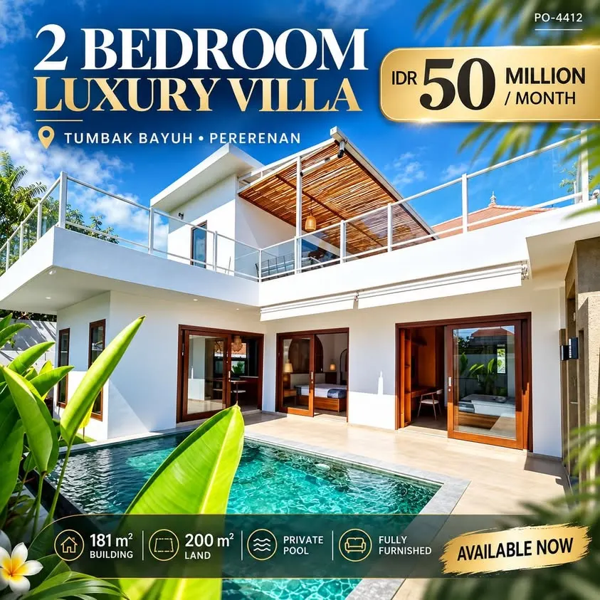 2 bedroom villa with private pool and fiber optic internet, 10 minutes to beach