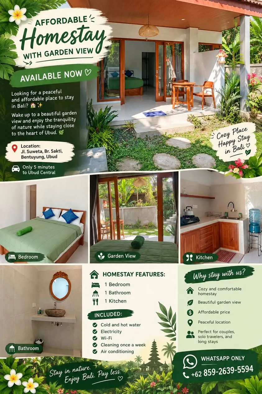 Room in homestay with garden view, 5 minutes from center