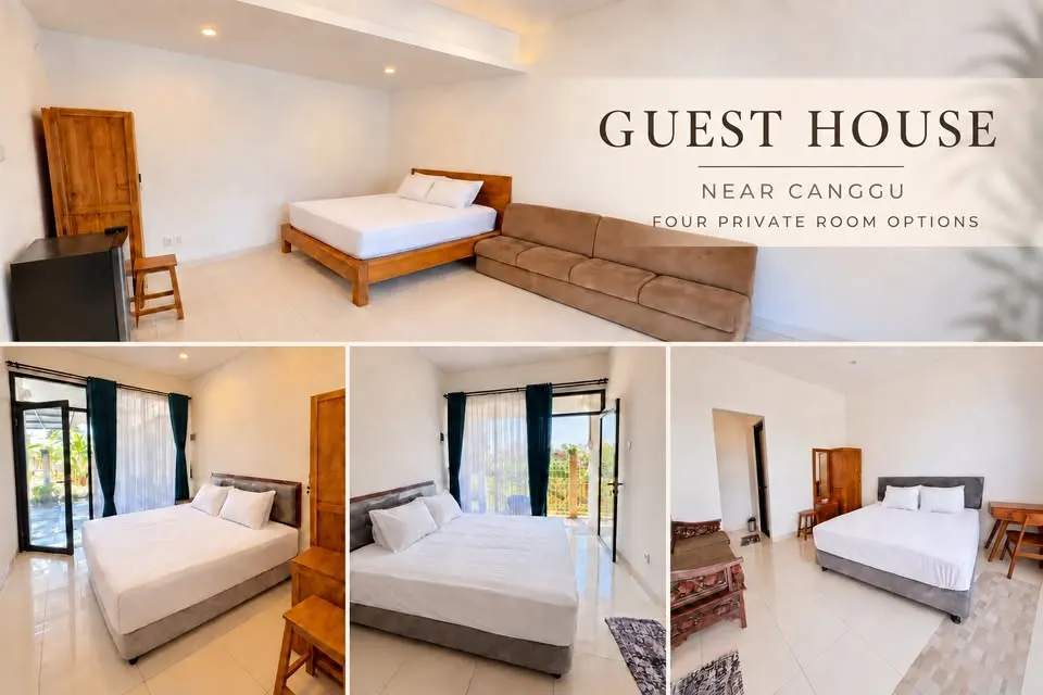 Room in a guesthouse with Wi-Fi and kitchen, 10 minutes to Canggu