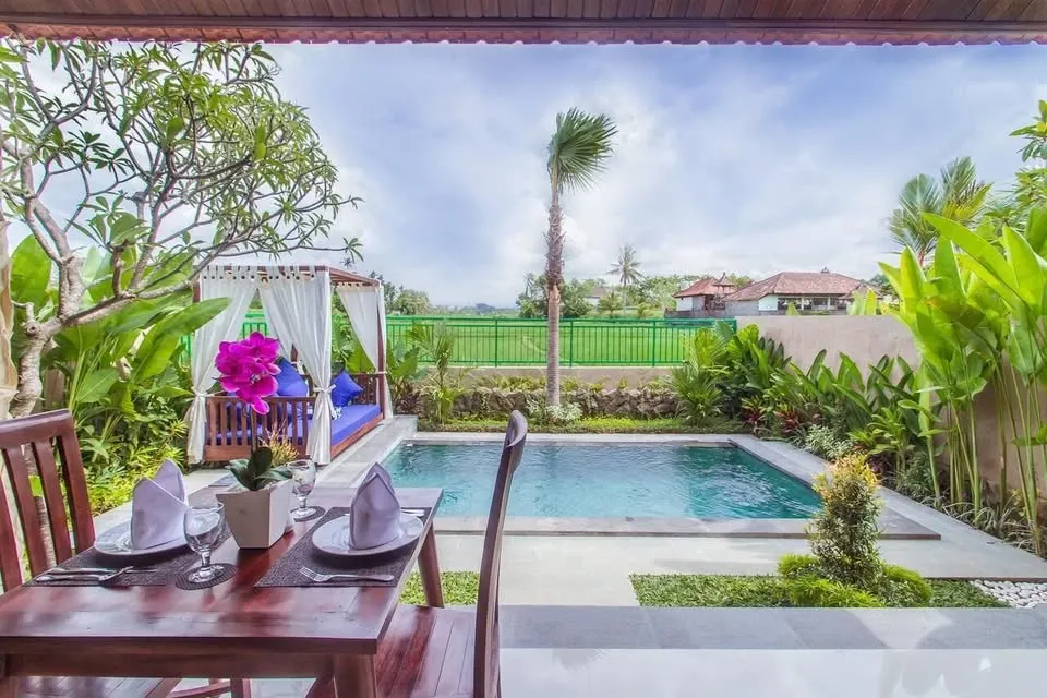1 bedroom villa with private pool, peaceful ricefield views